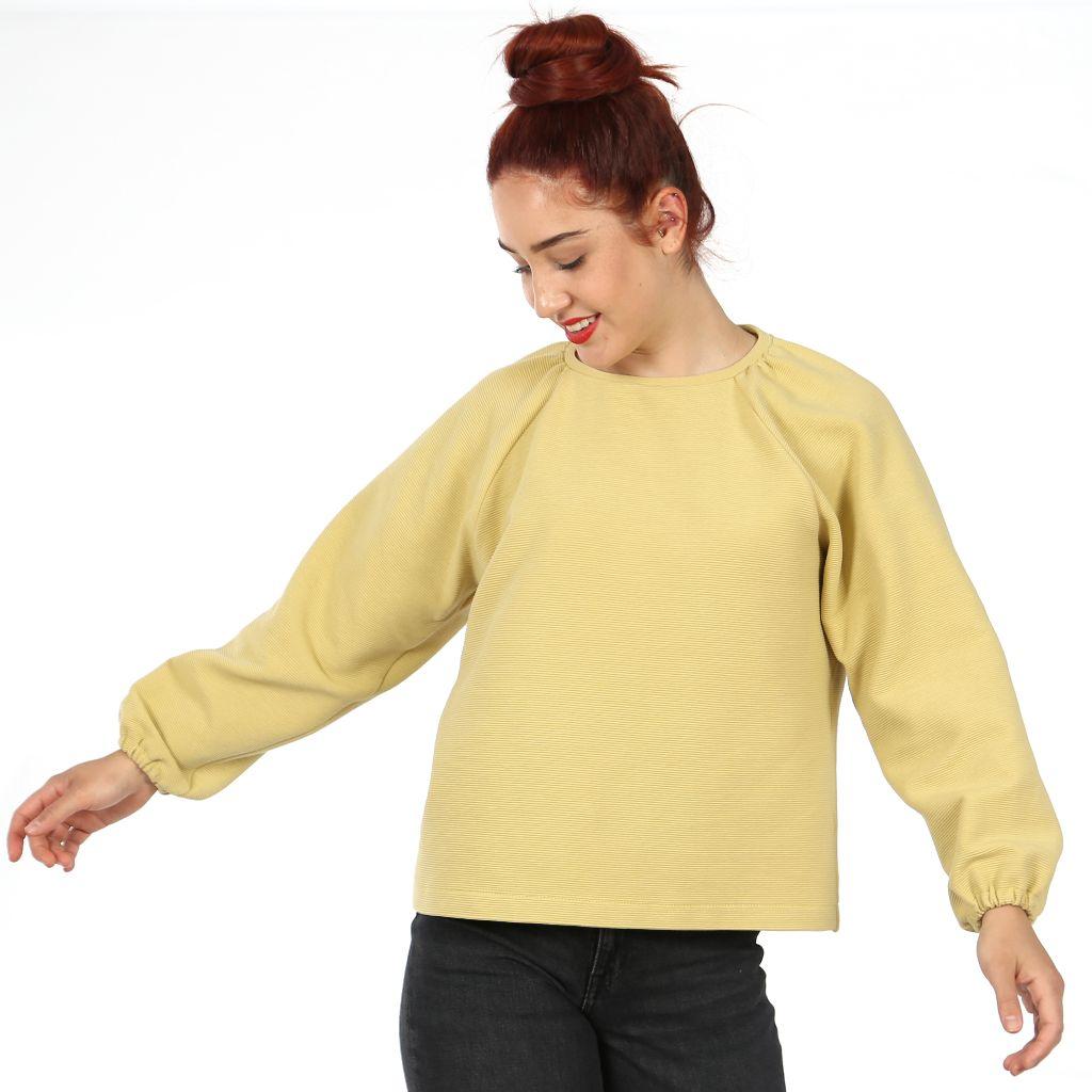 Papierschnittmuster Raglanpulli Frau Caja XS-XXL